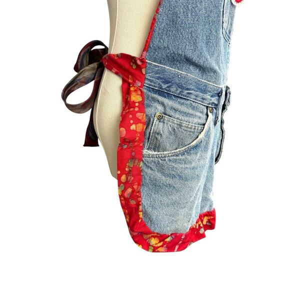 Handmade Upcycled Denim Bib Apron OS Cottagecore Country DIY Artsy Mixed Media - Picture 5 of 14